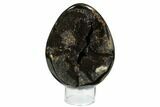 Septarian Dragon Egg Geode - Black Crystals #172798-1